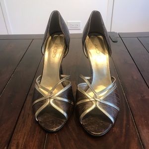 Aldo animal like brown leather heels